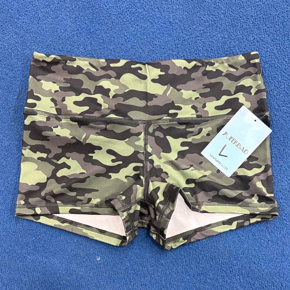 Fleo Green Camo Athletic Shorts Gymnastics/Tumbling/Crossfit/Cheer